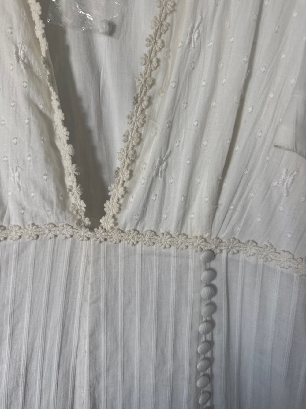 Free People White Midi Dress with Lace Trim - Picture 3 of 4